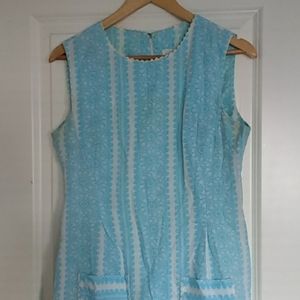 Vintage Groovy Blue and White Dress